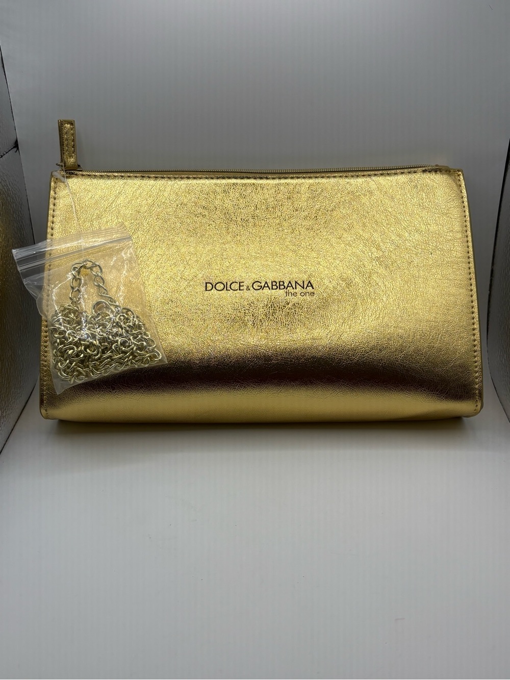 Dolce & Gabbana Metallic Gold Clutch with Chain